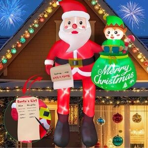 Inflatable Santa and Elf Christmas Decoration